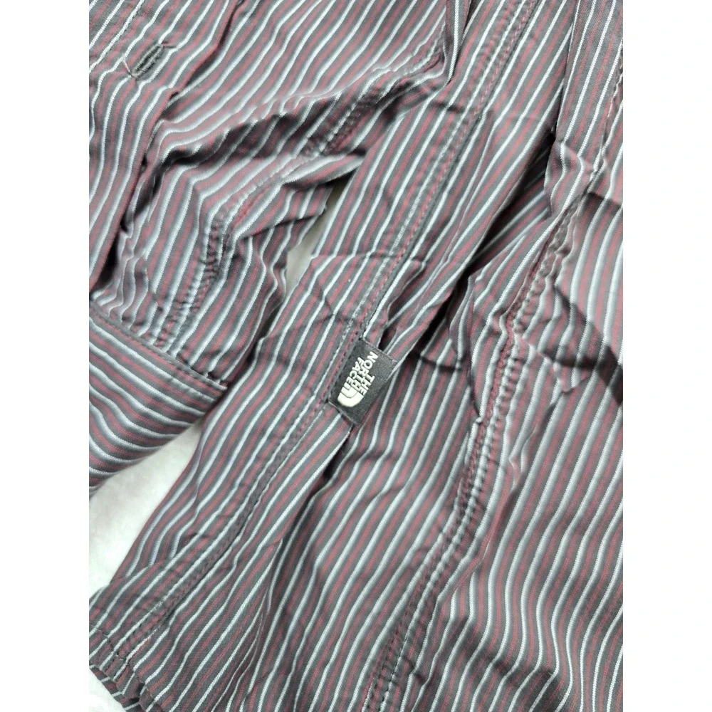 The North Face‎ Shirt Mens XL Black Red Striped Nylon Hiking Outdoor AJDY